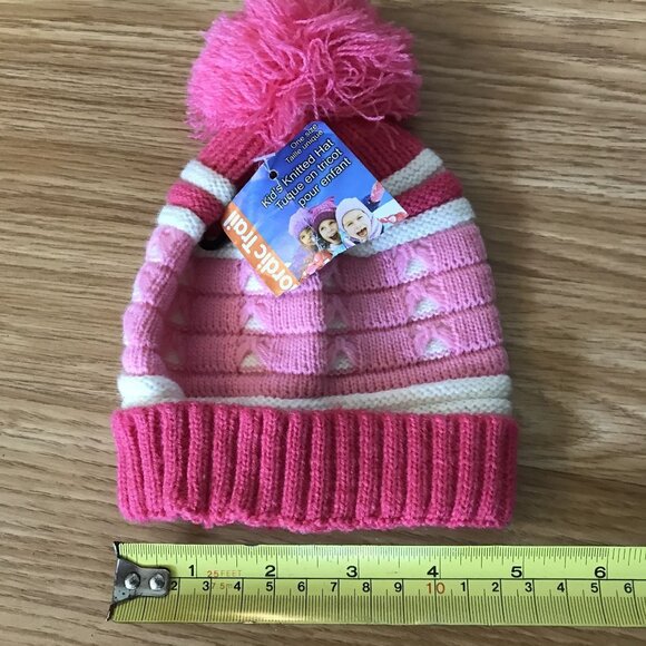 Set Of 3 Kids Winter Knit Beanie Hats With Pom-Pom - Picture 5 of 7